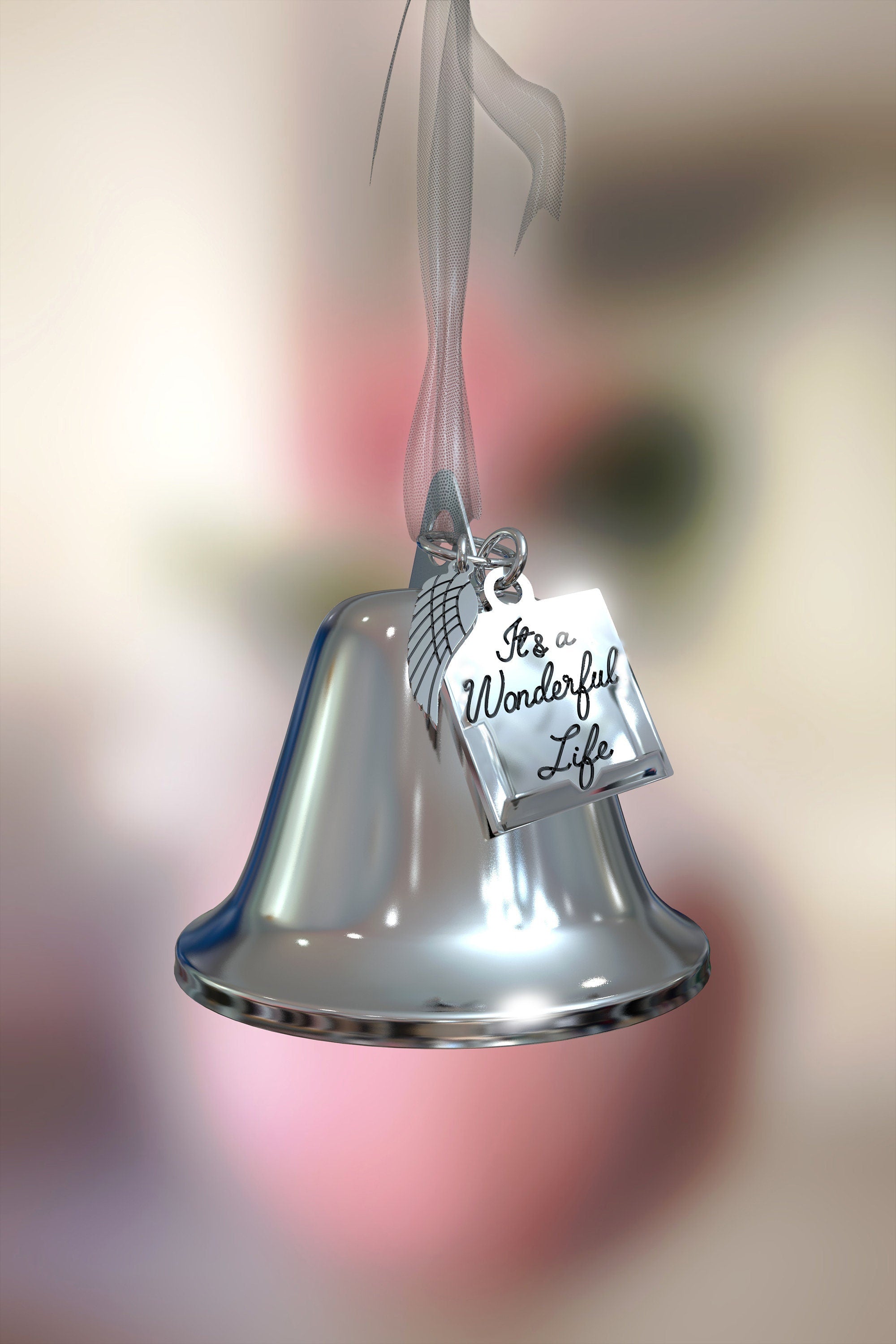 It's a Wonderful Life Inspired Christmas Ornament Bell with Stainless Steel Angel Wings. Personalizable! | Holiday Gift | Keepsake – Christmas Ornament by K9King