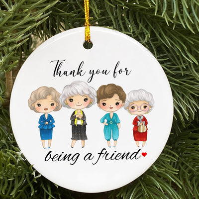 Beautiful Golden Girls Inspired Christmas Ornament Keepsake.  Thank You For Being A Friend Christmas Tree Decoration with ready for giving. | Holiday Gift