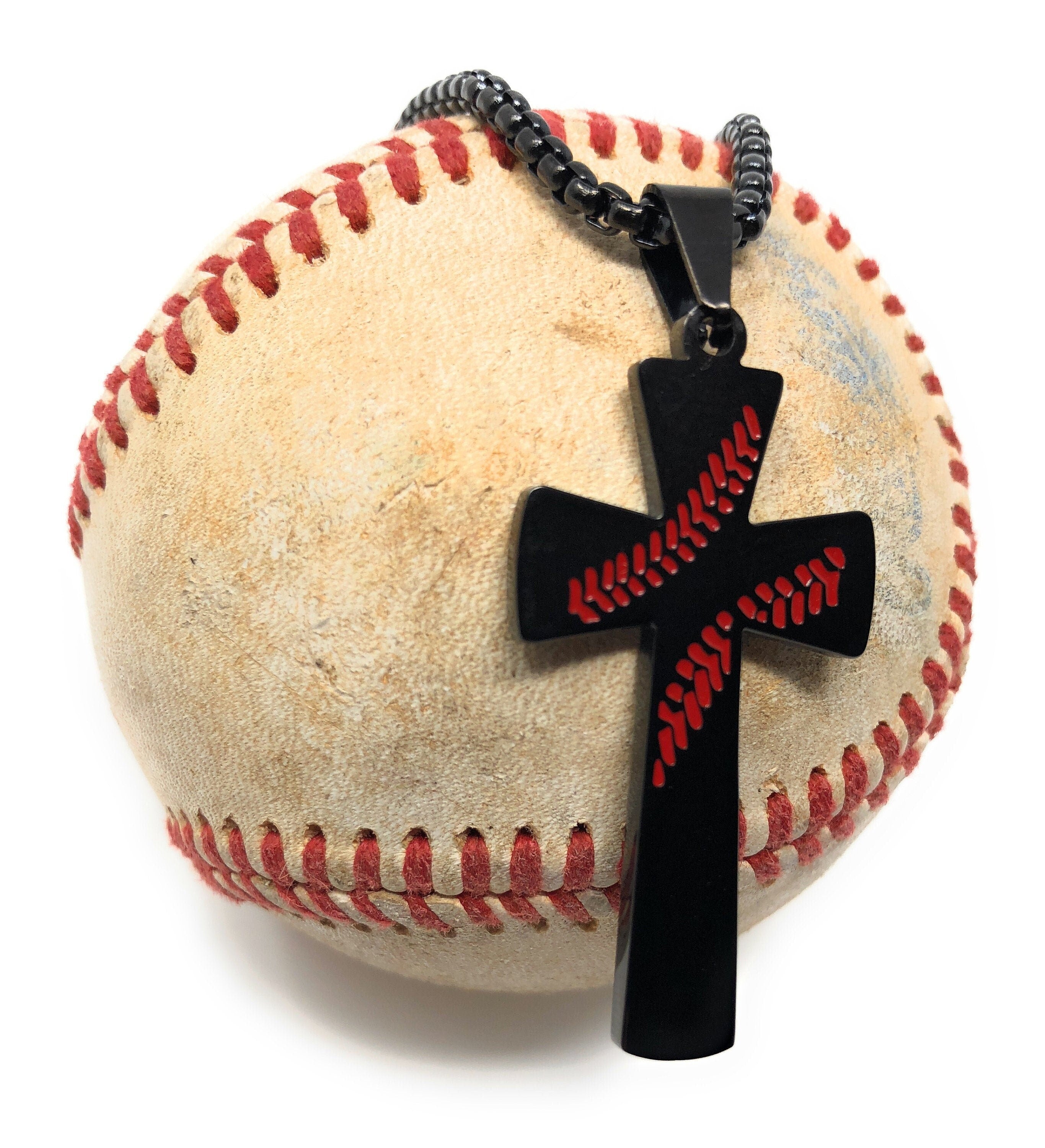 Kids Baseball Necklace Cross Softball Jewelry with 16" inch Stainless Steel Chain Perfect Christmas Gift for Children and Teens Sports Fans | Christmas Ornament | Holiday Gift | Keepsake – Christmas Ornament by K9King