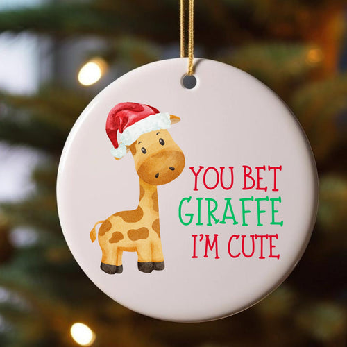 Christmas Ornament - Baby Shower Kid Animal Ornament You Bet Giraffe IM Cute - Glossy Round Ornament - Gold-Toned Hanging String | Holiday Gift | Keepsake – Christmas Ornament by K9King