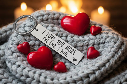 Christmas Stocking Stuffer Keychain for Him Her - Engraved Stainless Steel "I Love You More The End," Funny Couple Gift | Christmas Ornament | Holiday Gift | Keepsake – Christmas Ornament by K9King